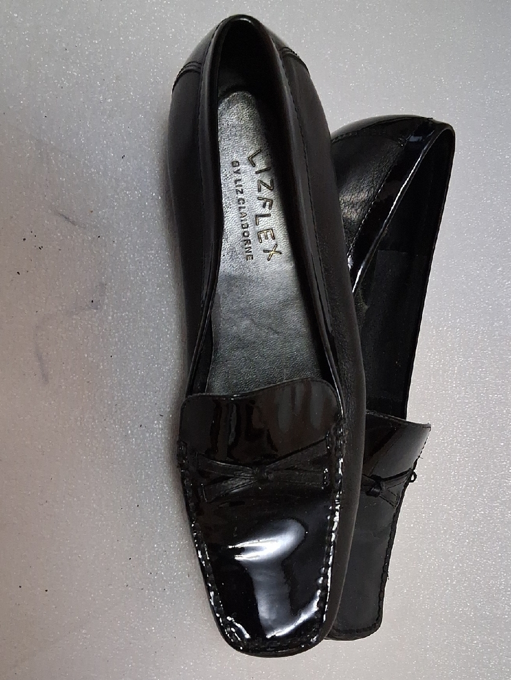Liz Claiborne Black Patent Loafers with Gloss Finish